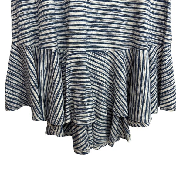 NWT Lularoe Maurine Blue Striped Ruffled Swing Dress Bell Sleeves Sz XS Oversize - Picture 6 of 9